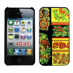 iPhone 4 4S Passion Flower Design Hard Case (Flower Pattern Black)